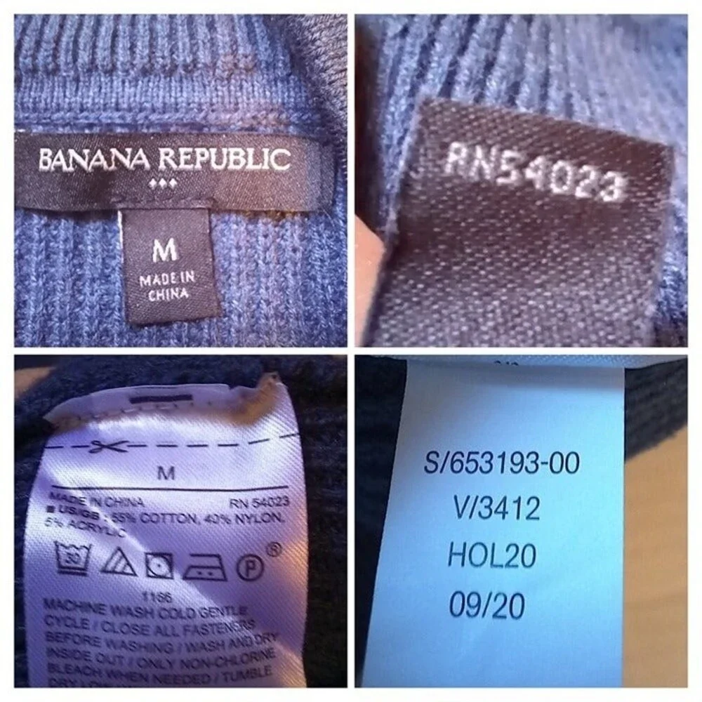 Banana Republic Factory 1/2 Zip Pullover Sweater-Medium-Ribbed-Knit-Nautical